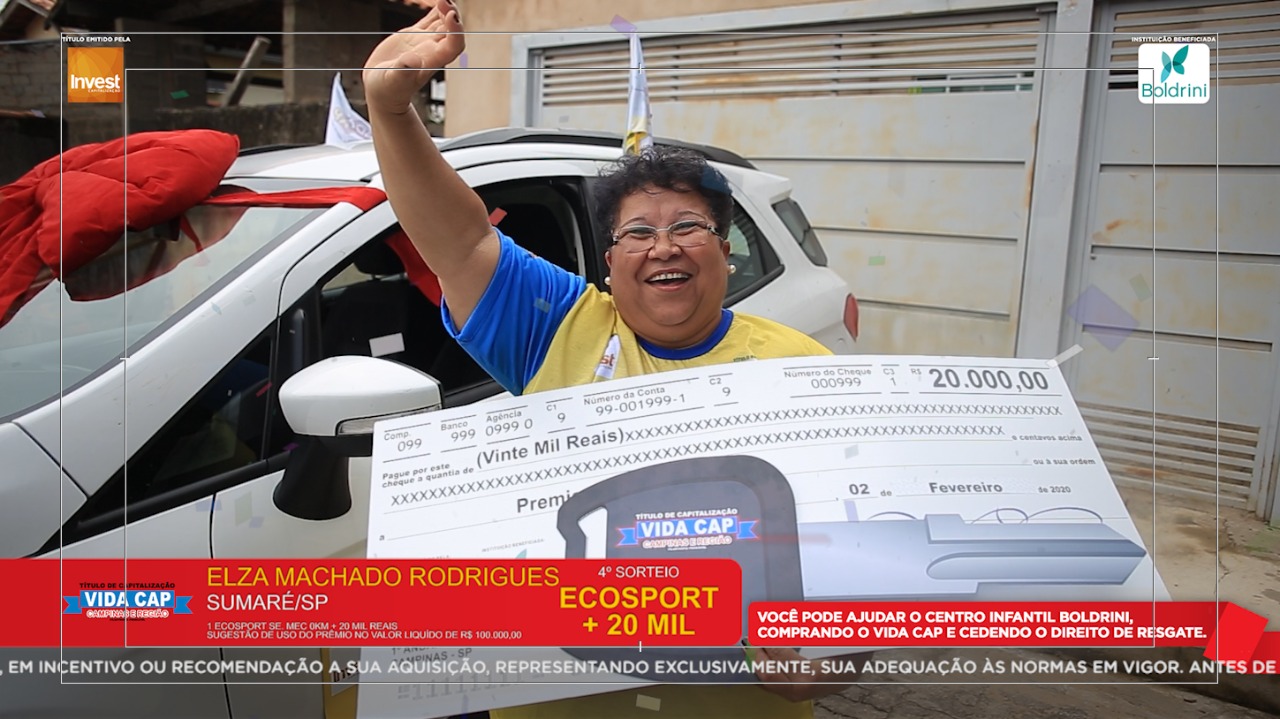 Moradora de Sumaré ganhou uma Ecosport e mais R$ 20 mil no Vida Cap .