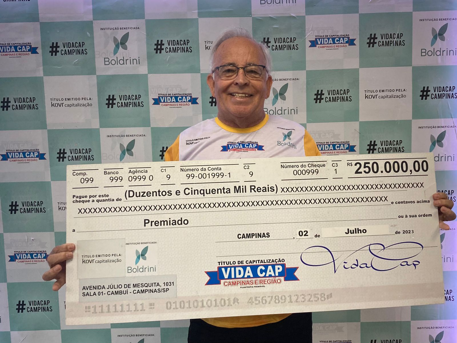 Comerciante de Hortolândia ganhou prêmio de 250 mil reais do Vida Cap Campinas 