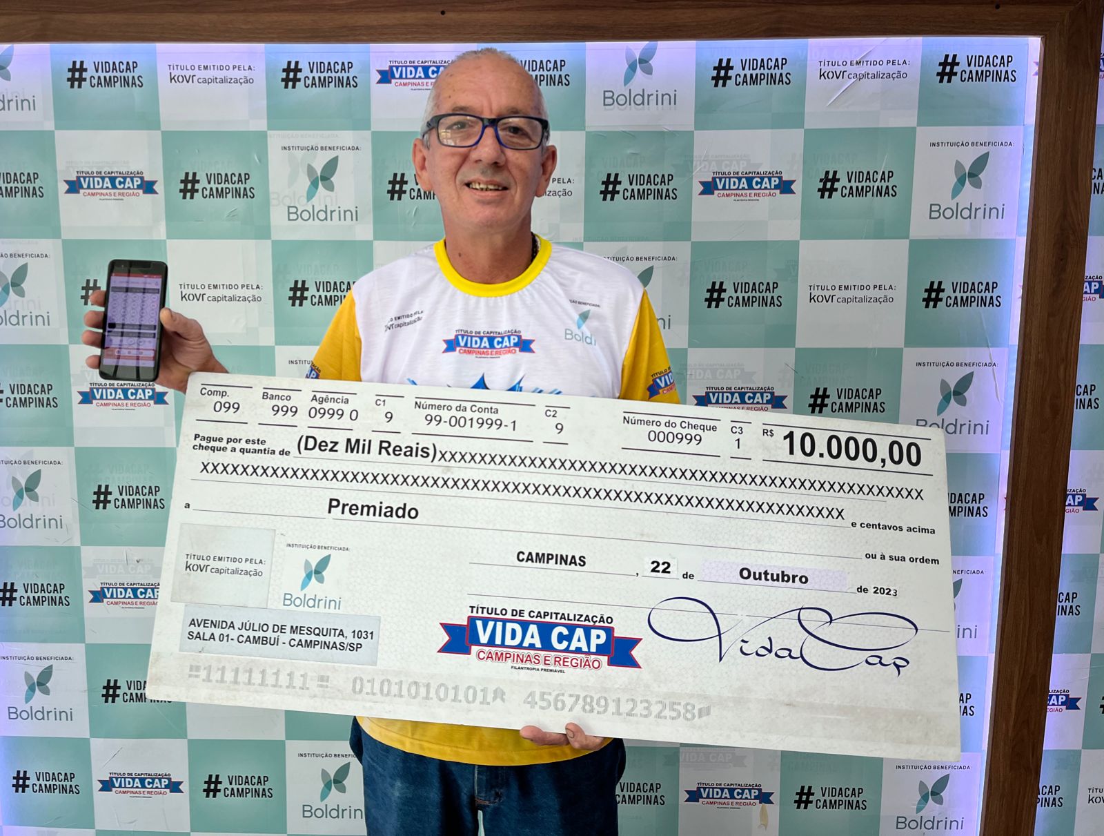 Morador de Campinas é o ganhador do terceiro sorteio do Vida Cap e leva sozinho 10 mil reais.