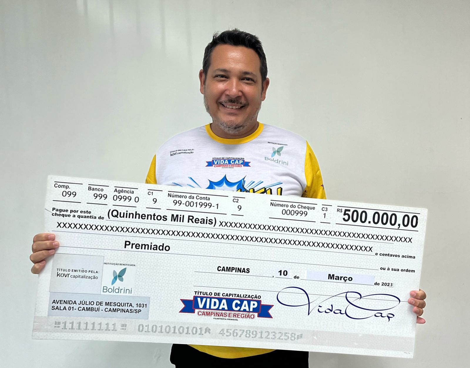 Motorista de Hortolândia leva sozinho prêmio de meio milhão de reais do Vida Cap